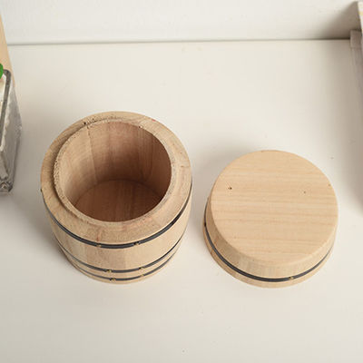 Wooden Plain Color Storage Barrel Customizable for Your Preferences