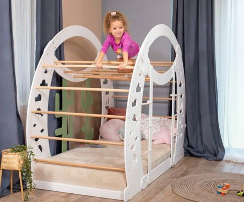 Montessori Climbing Bed with Climbing Wall Modern Design Kids Play Bed Frame by OEM