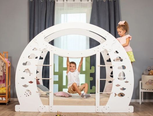 Montessori Climbing Bed with Climbing Wall Modern Design Kids Play Bed Frame by OEM