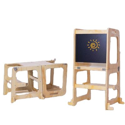 Adjustable Platform Standing Tower Customized Logo Accepted Toddler Wooden Step Stool