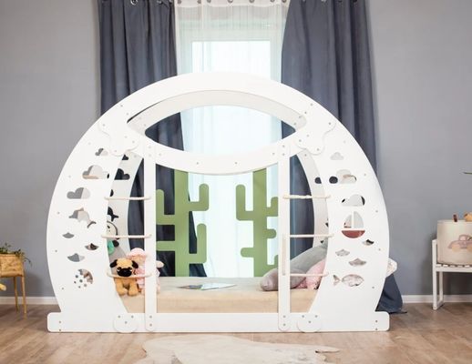 Montessori Climbing Bed with Climbing Wall Modern Design Kids Play Bed Frame by OEM