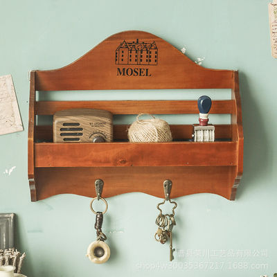 Customized Design Wood Shelf Key Holder and Entryway Mail Organizer for Wall Mounting