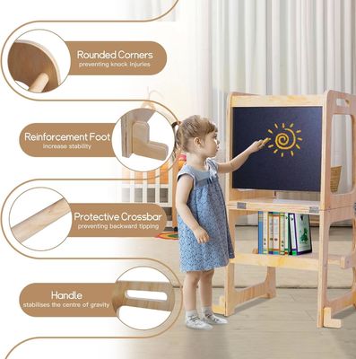 Adjustable Platform Standing Tower Customized Logo Accepted Toddler Wooden Step Stool