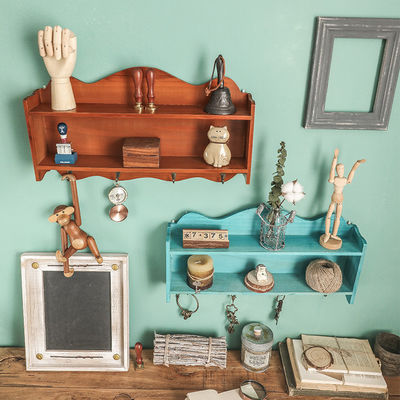 Customized Design Wood Shelf Key Holder and Entryway Mail Organizer for Wall Mounting
