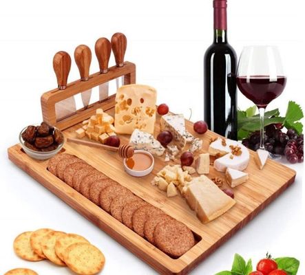 Free Sample Charge Bamboo Cheese Board and Knife Set for Charcuterie Cutting