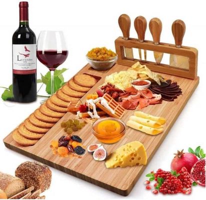 Free Sample Charge Bamboo Cheese Board and Knife Set for Charcuterie Cutting