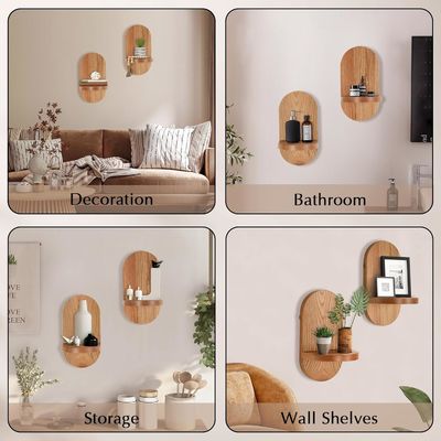 Functional Multifunction Design Wooden Floating Shelves for Home Office Display