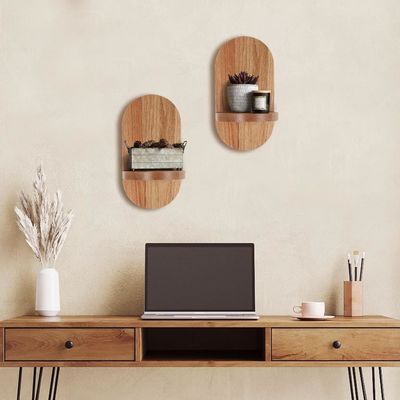 Functional Multifunction Design Wooden Floating Shelves for Home Office Display