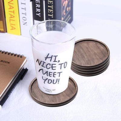 Cup holder mat 4 Inch Natural Bamboo Eco-Friendly Wooden Coasters with Metal Holder