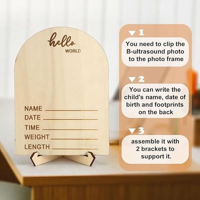 Die Cutting Printing 7.9 x 5.7 Inch Cute Wood Newborn Photo Frame for Nursery Decor