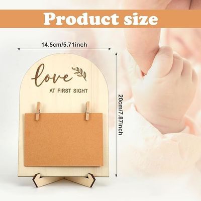 Die Cutting Printing 7.9 x 5.7 Inch Cute Wood Newborn Photo Frame for Nursery Decor