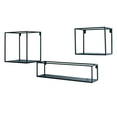 NO Inflatable Wooden Wall Storage Shelf with Modern Design Metal and Solid Wood Shelves