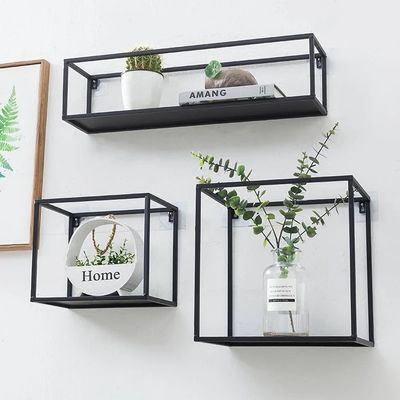 NO Inflatable Wooden Wall Storage Shelf with Modern Design Metal and Solid Wood Shelves
