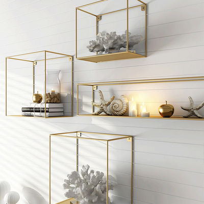 NO Inflatable Wooden Wall Storage Shelf with Modern Design Metal and Solid Wood Shelves