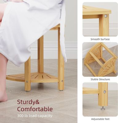 NO Folded Bamboo Bathroom Shower Stool with Shelf The Ultimate Bathroom Essential