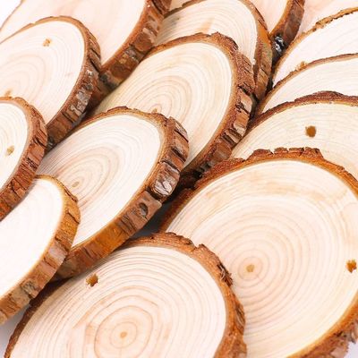 Decorative Crafts Wood Coaster 3.5-4 Inch Unfinished Natural Wood with Hole Sustainable