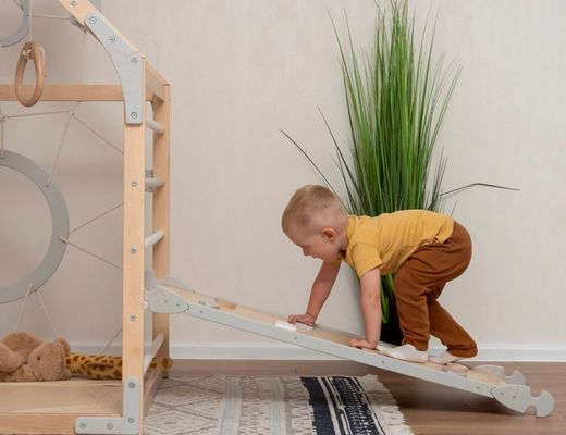 Mobile Toddler Climbing Gym with Printing and Optional Waldorf Rope Accessories