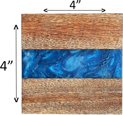 Modern Ocean Blue Epoxy Wood Resin Coaster With Holder The Perfect Choice For Any Home