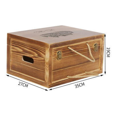 Customized Logo Acceptable Custom Handmade 6 Bottles Wooden Wine Gift Boxes Hinged Box