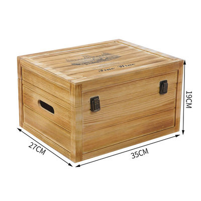 Customized Logo Acceptable Custom Handmade 6 Bottles Wooden Wine Gift Boxes Hinged Box