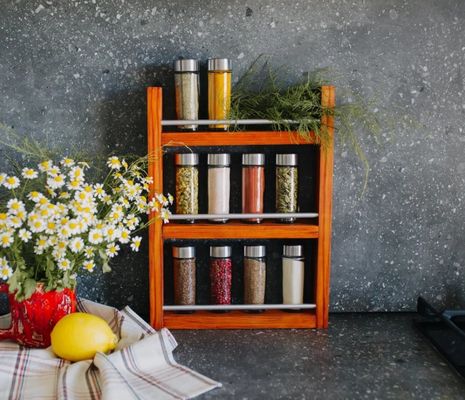 Custom Wooden Spice Storage Shelf Wall Mount for Your Kitchen Style and Functionalit