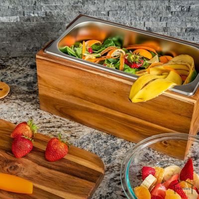 Stainless Steel Kitchen Compost Bin with Folding Lid and Rust-Proof Insert As Your Request