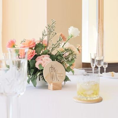 Engraved Eco Friendly Wood Coasters for Table Decoration Accessories Stocked Mats Pads