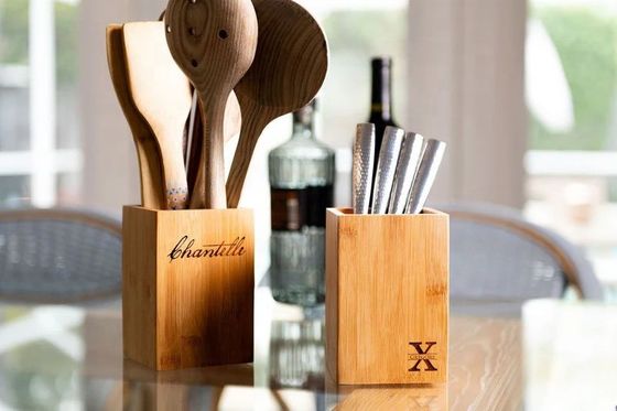 Office Table Storage Container Box Holder for Pens and Pencils in Modern Wooden Style