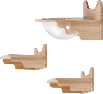 Wall-Mounted Wooden Cat Space Capsule House Transparent Furniture Set for Indoor Cats