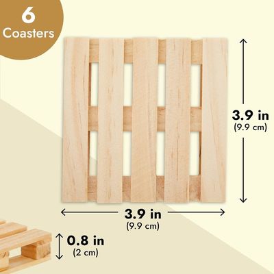 Wood plain color 3.9 X 3.9 In Custom Logo Size Square Mini Pallet Natural Cup Mat
