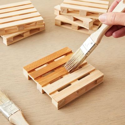 Wood plain color 3.9 X 3.9 In Custom Logo Size Square Mini Pallet Natural Cup Mat