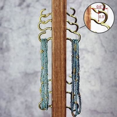 Space Saving Function 9 W X 7.5 D X 16.5 H Wooden Jewelry Display Stand with 32 Hooks