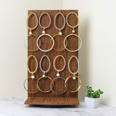 Space Saving Function 9 W X 7.5 D X 16.5 H Wooden Jewelry Display Stand with 32 Hooks