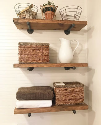 Indoor Hanger Floating Shelf Wall Wood Shelving for Microwave Oven Rustic Display Shelf