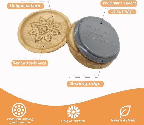 High Borosilicate Glass 6Pcs Jar Containers with Wooden Plain Color Lid and Bamboo Lid