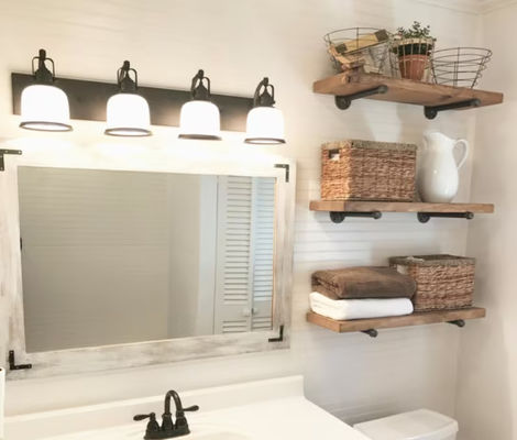 Indoor Hanger Floating Shelf Wall Wood Shelving for Microwave Oven Rustic Display Shelf