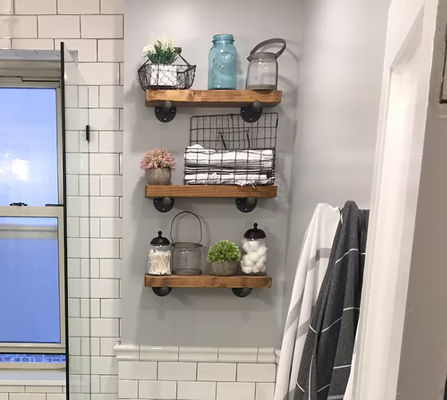 Indoor Hanger Floating Shelf Wall Wood Shelving for Microwave Oven Rustic Display Shelf