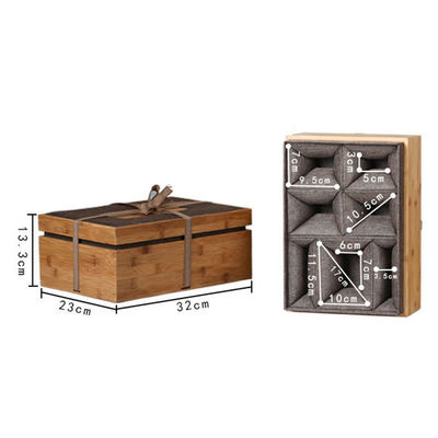 Engraved Logo Gift Package Box Environmental Bamboo and Polyester Watch Box for Men
