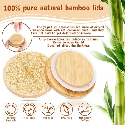 Fresh Style 12 Pcs Wooden Plain Color Jars for Candle Glass Yogurt Jar Lid Lids Wooden