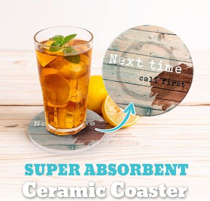 Marble Sarcastic Absorbent Stone Cork Drink Coasters With Holder Custom Luxury 6 Pcs