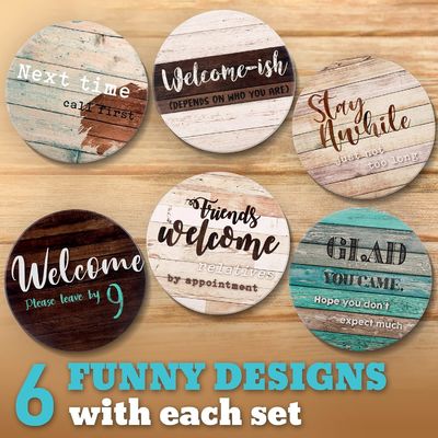Marble Sarcastic Absorbent Stone Cork Drink Coasters With Holder Custom Luxury 6 Pcs