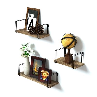 Living Room Furniture Wall Shelf Metal Wood Modern Holding Kitchen Appliance Save Space