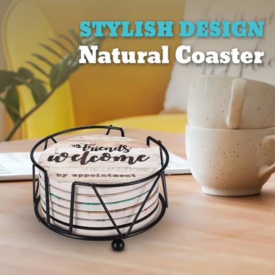 Marble Sarcastic Absorbent Stone Cork Drink Coasters With Holder Custom Luxury 6 Pcs