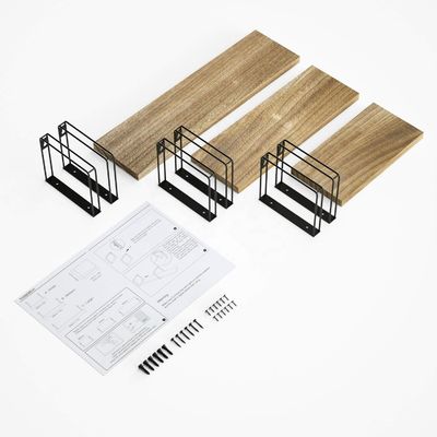 Living Room Furniture Wall Shelf Metal Wood Modern Holding Kitchen Appliance Save Space