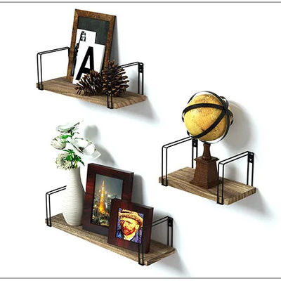Living Room Furniture Wall Shelf Metal Wood Modern Holding Kitchen Appliance Save Space