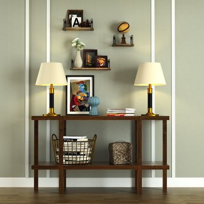 Living Room Furniture Wall Shelf Metal Wood Modern Holding Kitchen Appliance Save Space