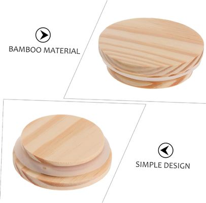 8Pcs Wooden Bamboo Lids Non Spill Candle Glass Jars Airtight Jar Wooden Lid Jars