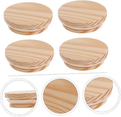 8Pcs Wooden Bamboo Lids Non Spill Candle Glass Jars Airtight Jar Wooden Lid Jars