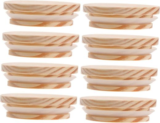8Pcs Wooden Bamboo Lids Non Spill Candle Glass Jars Airtight Jar Wooden Lid Jars