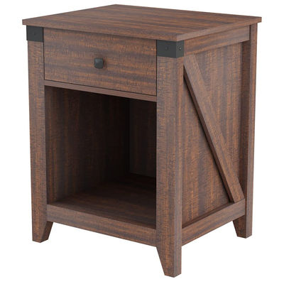 Modern Farmhouse Nightstand with Drawer Rustic Wood Bedside Table 16 x 19 x 24 inches